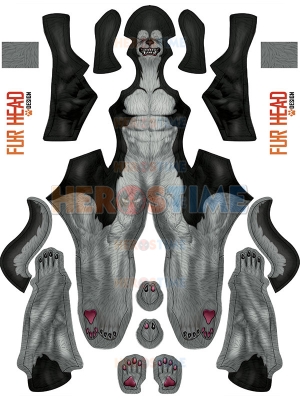 Toon Husky Dog Pattern Male Cosplay Costume