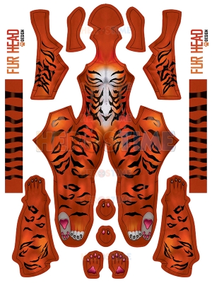 Red Tiger Printing Spandex Cosplay Costume Petsuit No Mask