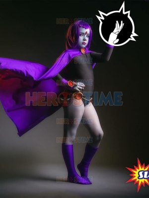 Kids Raven Spandex DC Comics Superhero Costume