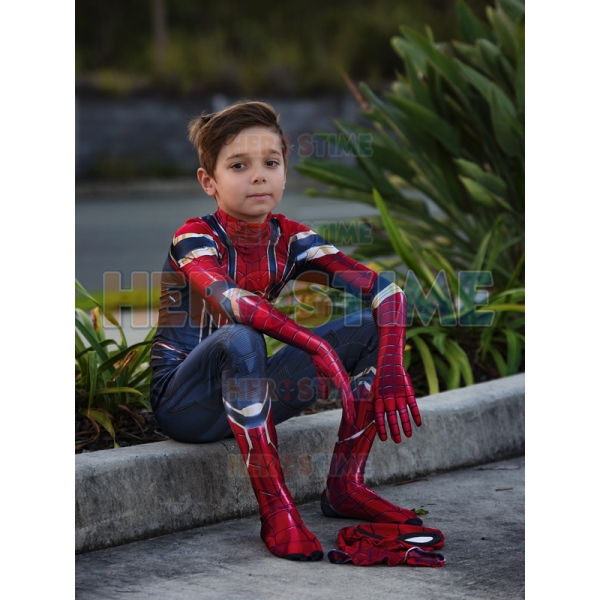 Kids Iron Spider Costume Kids Spiderman Homecoming Cosplay Suit for Halloween
