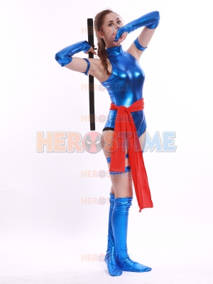 Blue Shiny Female Psylocke Ninja Costume