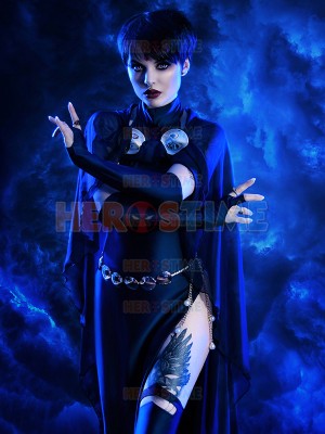 Navy Blue Raven Suit DC Comics Female Spandex Cosplay Costume  