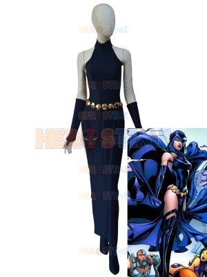 Raven Dress DC Comics Female Navy Blue Spandex Cosplay Costume