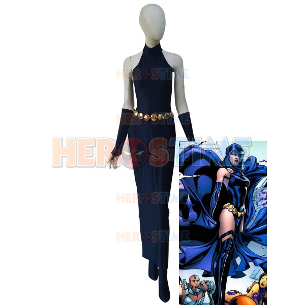 Raven Dress DC Comics Female Navy Blue Spandex Cosplay Costume