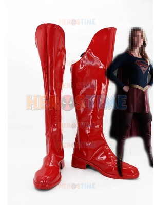 Red Supergirl Long Cosplay Boots
