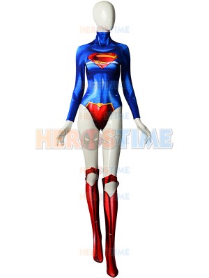 The New 52 Supergirl Printing Female Superhero Cosplay Costume