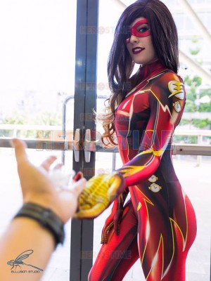 Jamie Tyndall Flash Female Printing Superhero Costume