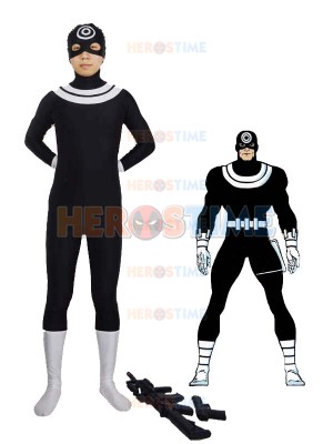 Black  & White Supervillain Bullseye Spandex Costume