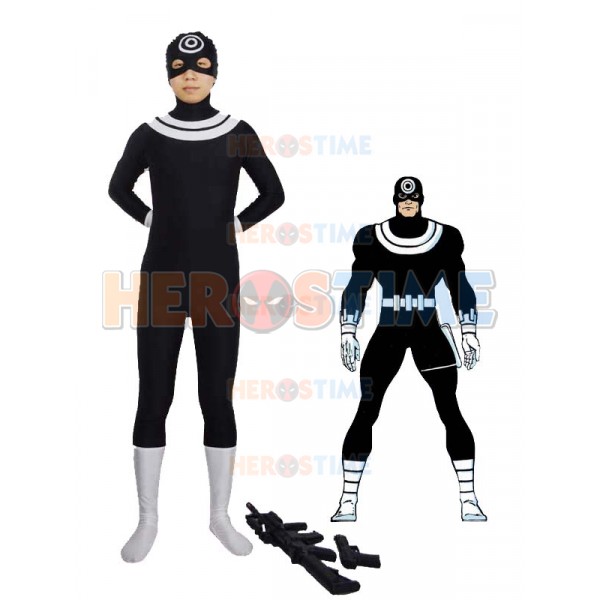 Black & White Supervillain Bullseye Spandex Costume
