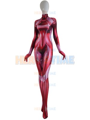 Samus Zero Costume Red Color 3D Printed Girl Cosplay Suit