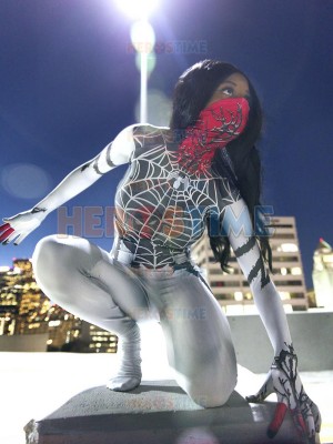 Silk Costume Symbiote Silk Printed Costume With Half Mask 