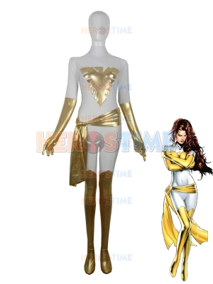 White & Gold X-men Phoenix Superhero Costume