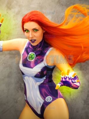 2018 New Style Starfire Teen Titans Printing Superhero Costume