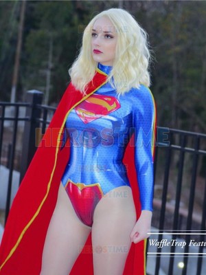 The New 52 Supergirl Printing Female Superhero Cosplay Costume With Cape