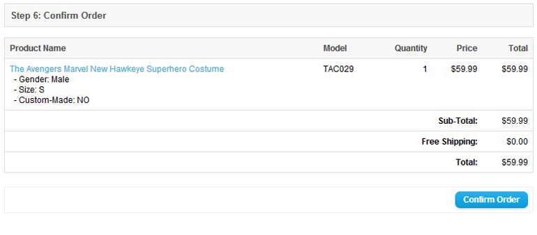 confirm order