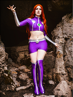 Starfire Spandex Cosplay Suit Teen Titans Superhero Costume