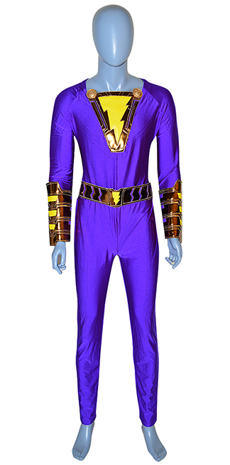 Shazam Suit Purple Captain Marvel Costume Halloween Cosplay Costume