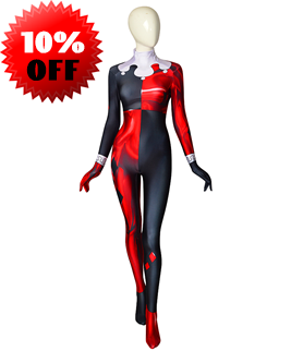 Classic Harley Quinn Super Villain Printed Cosplay Costume No MASK
