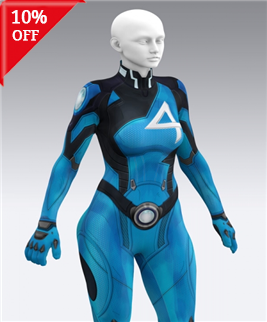 Rivals Invisible Woman Black Printing Cosplay Costume